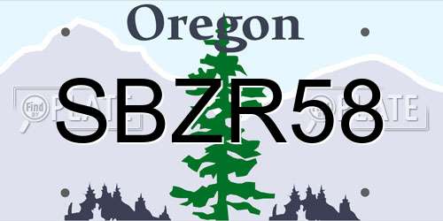 SBZR58 Oregon License Plate