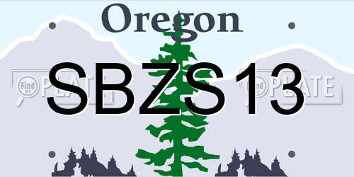 SBZS13 Oregon License Plate