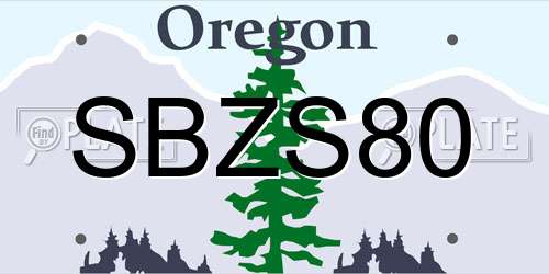 SBZS80 Oregon License Plate