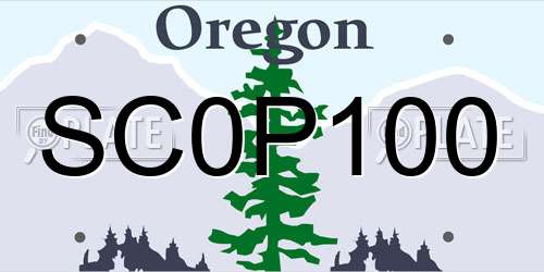 SC0P100 Oregon License Plate