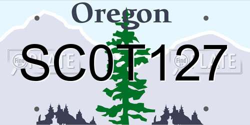 SC0T127 Oregon License Plate