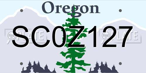 SC0Z127 Oregon License Plate