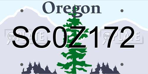 SC0Z172 Oregon License Plate