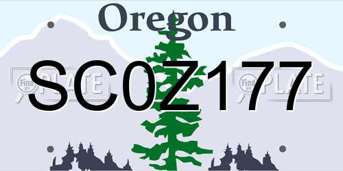 SC0Z177 Oregon License Plate