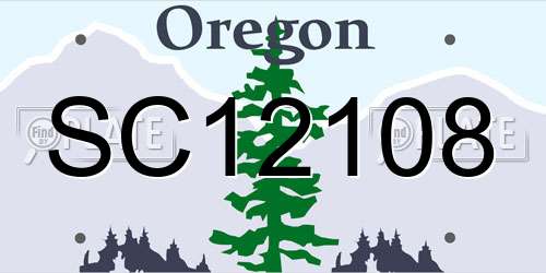 SC12108 Oregon License Plate