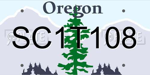 SC1T108 Oregon License Plate