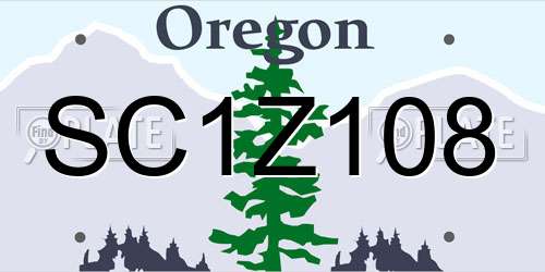 SC1Z108 Oregon License Plate