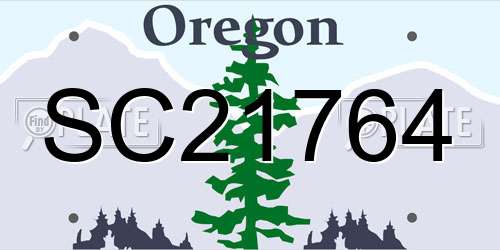SC21764 Oregon License Plate