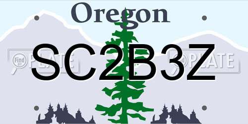 SC2B3Z Oregon License Plate