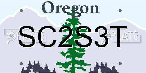 SC2S3T Oregon License Plate