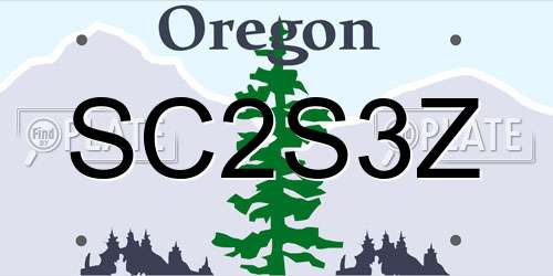 SC2S3Z Oregon License Plate