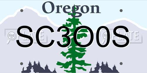 SC3O0S Oregon License Plate