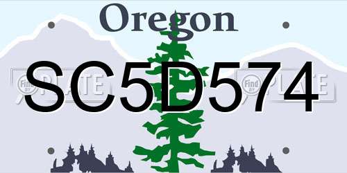 SC5D574 Oregon License Plate