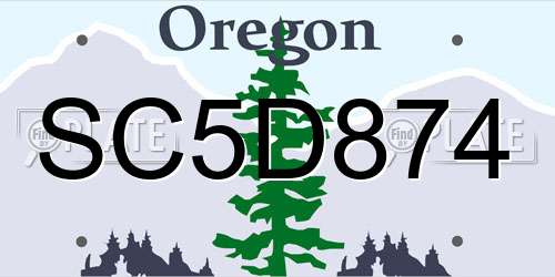 SC5D874 Oregon License Plate