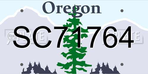 SC71764 Oregon License Plate