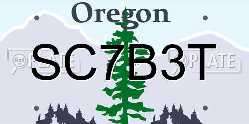 SC7B3T Oregon License Plate