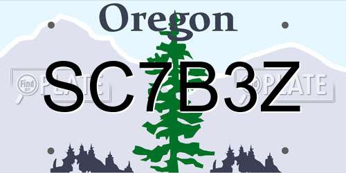 SC7B3Z Oregon License Plate