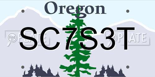 SC7S3T Oregon License Plate