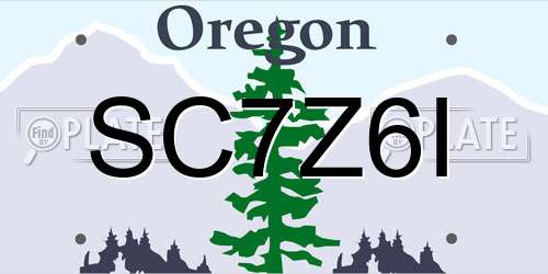 SC7Z6I Oregon License Plate