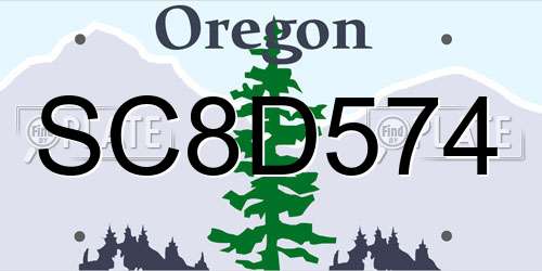 SC8D574 Oregon License Plate
