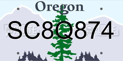 SC8Q874 Oregon License Plate