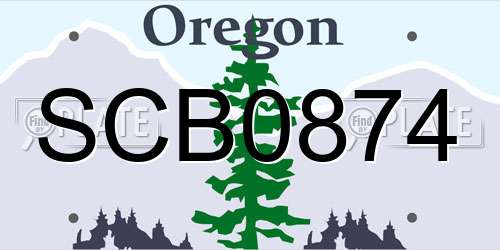 SCB0874 Oregon License Plate