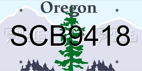 SCB9418 Oregon License Plate