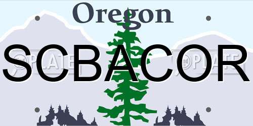 SCBACOR Oregon License Plate