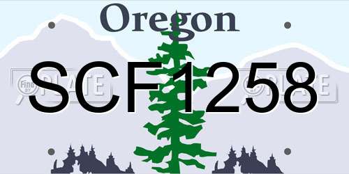 SCF1258 Oregon License Plate