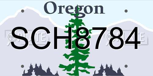 SCH8784 Oregon License Plate