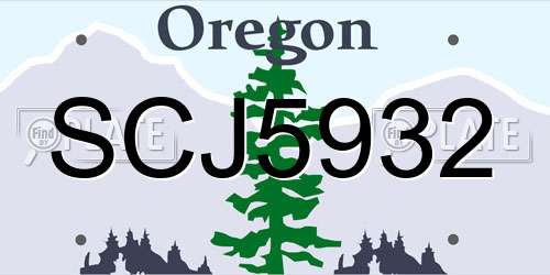 SCJ5932 Oregon License Plate