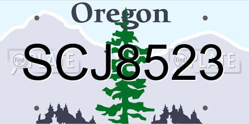 SCJ8523 Oregon License Plate