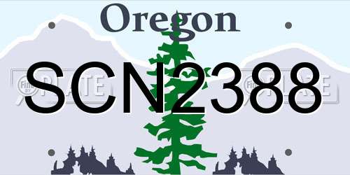 SCN2388 Oregon License Plate