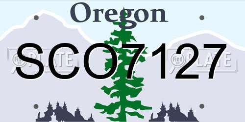 SCO7127 Oregon License Plate