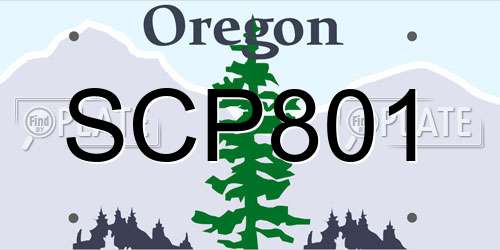 SCP801 Oregon License Plate