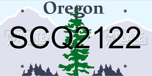 SCQ2122 Oregon License Plate