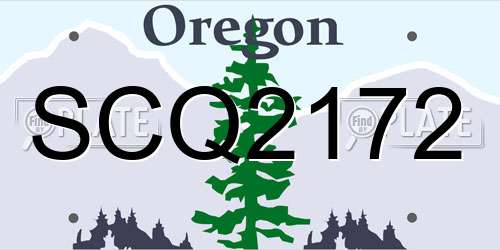 SCQ2172 Oregon License Plate