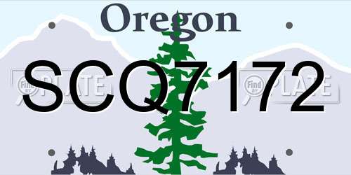 SCQ7172 Oregon License Plate