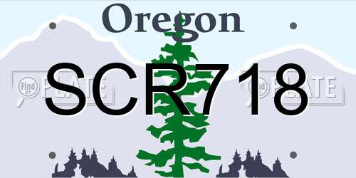 SCR718 Oregon License Plate