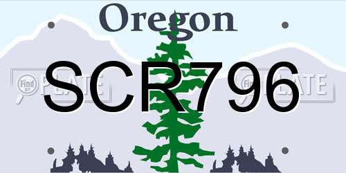 SCR796 Oregon License Plate