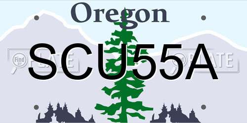 SCU55A Oregon License Plate