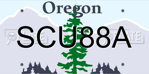 SCU88A Oregon License Plate
