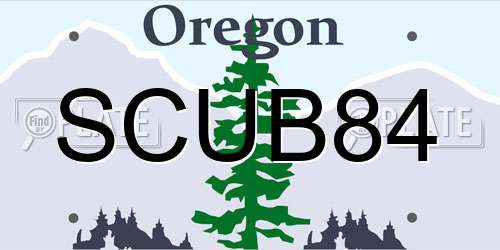 SCUB84 Oregon License Plate