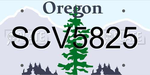SCV5825 Oregon License Plate