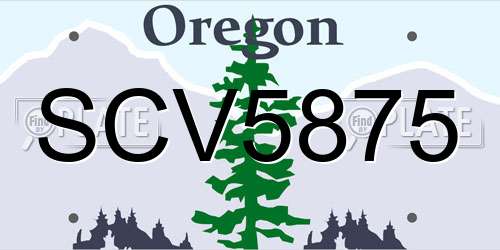 SCV5875 Oregon License Plate