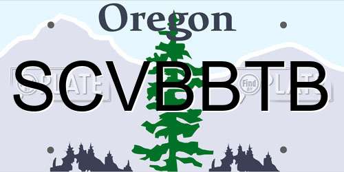 SCVBBTB Oregon License Plate