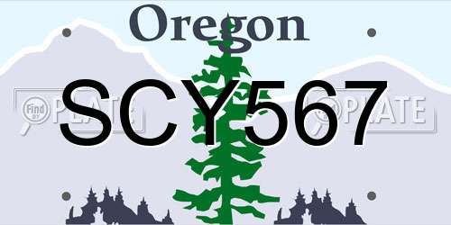 SCY567 Oregon License Plate