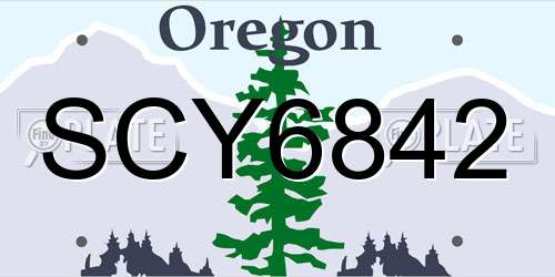 SCY6842 Oregon License Plate