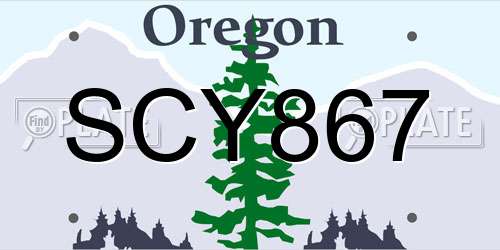 SCY867 Oregon License Plate