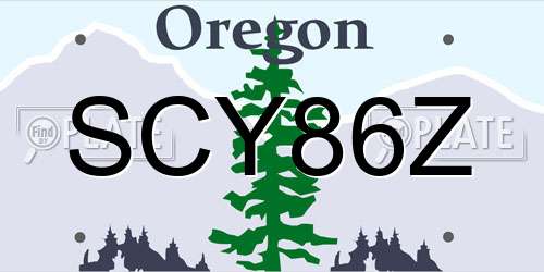 SCY86Z Oregon License Plate